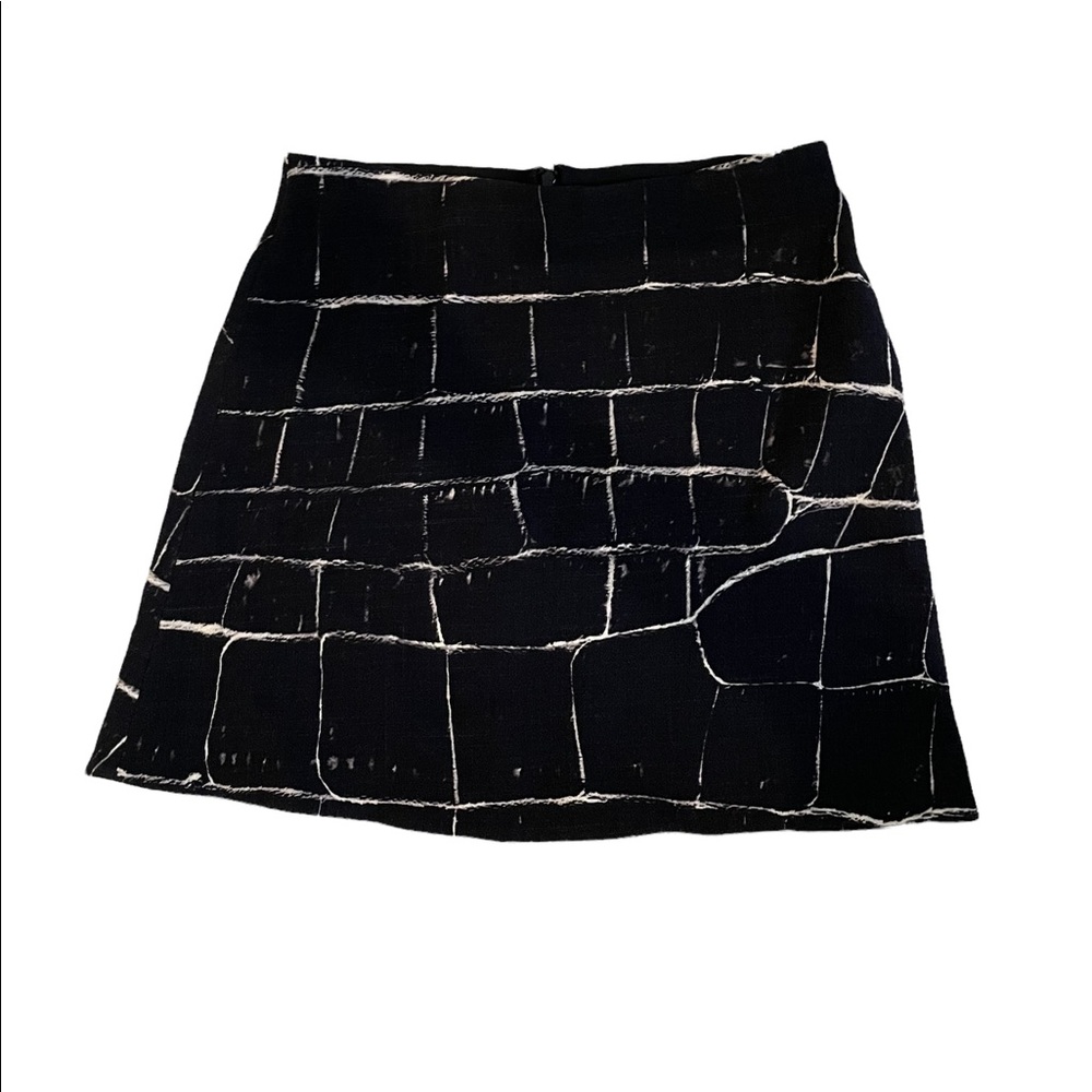 pebbled wool crepe stretch mini skirt